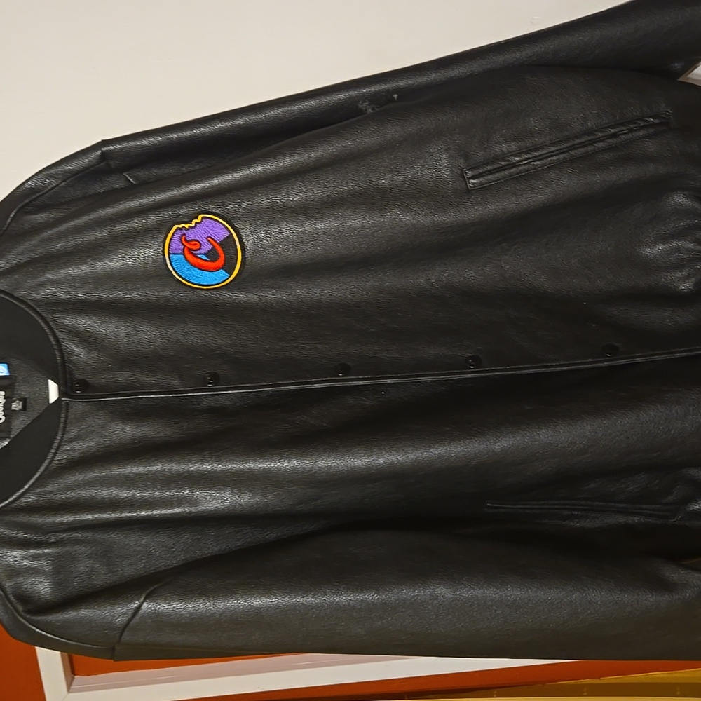 Black Leather Varsity Jacket - image 1